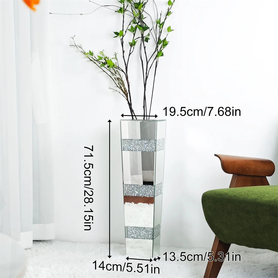 Modern Mirrored Crystal Floor Vase for Elegant Floral Displays