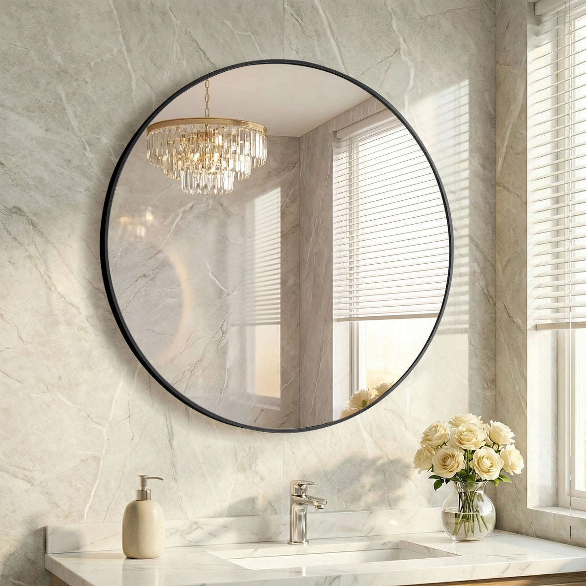 JHK Round Wall Mirror With Crystal Clear Distortion Free Reflection
