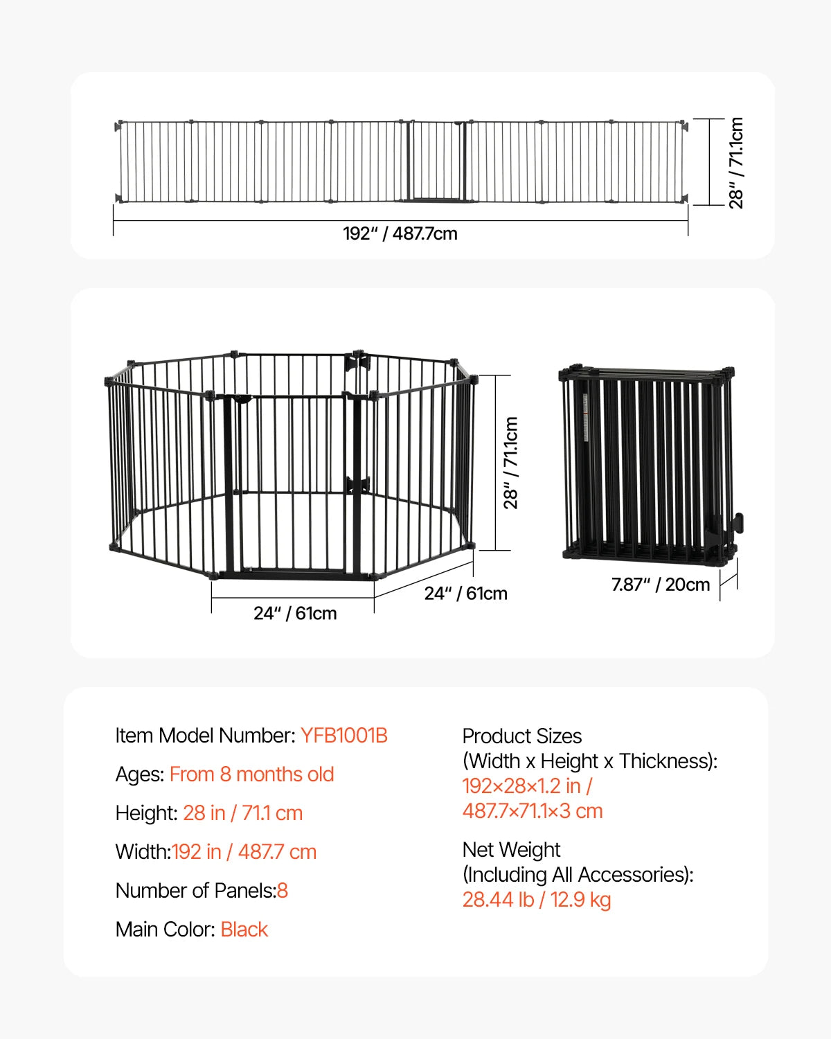 SucceBuy Secure Pressure Mount Walk Through Baby And Dog Gate