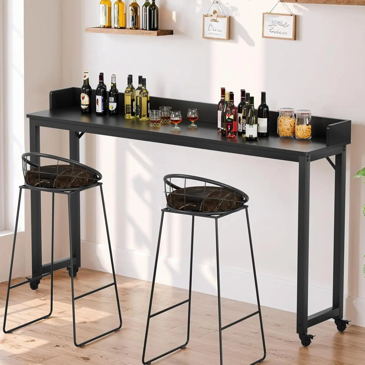 Overbed Table with Wheels,Queen Full Size Mobile Computer Desk,Standing Laptop Cart,Over Bed Table with Heavy Duty Metal Leg,16D x 71W x 41H inch,for Bedroom