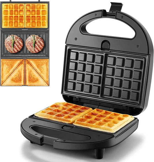 OSTBA 3 In 1 Waffle Maker With Removable Interchangeable Plates