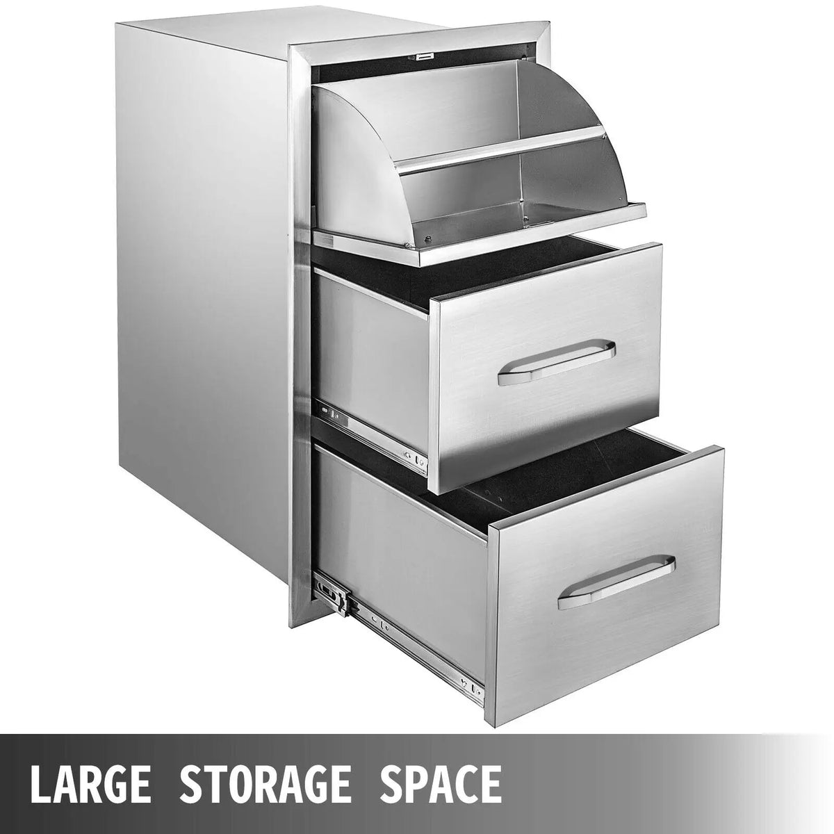 SucceBuy Stainless Steel Outdoor Kitchen Double Drawer Storage