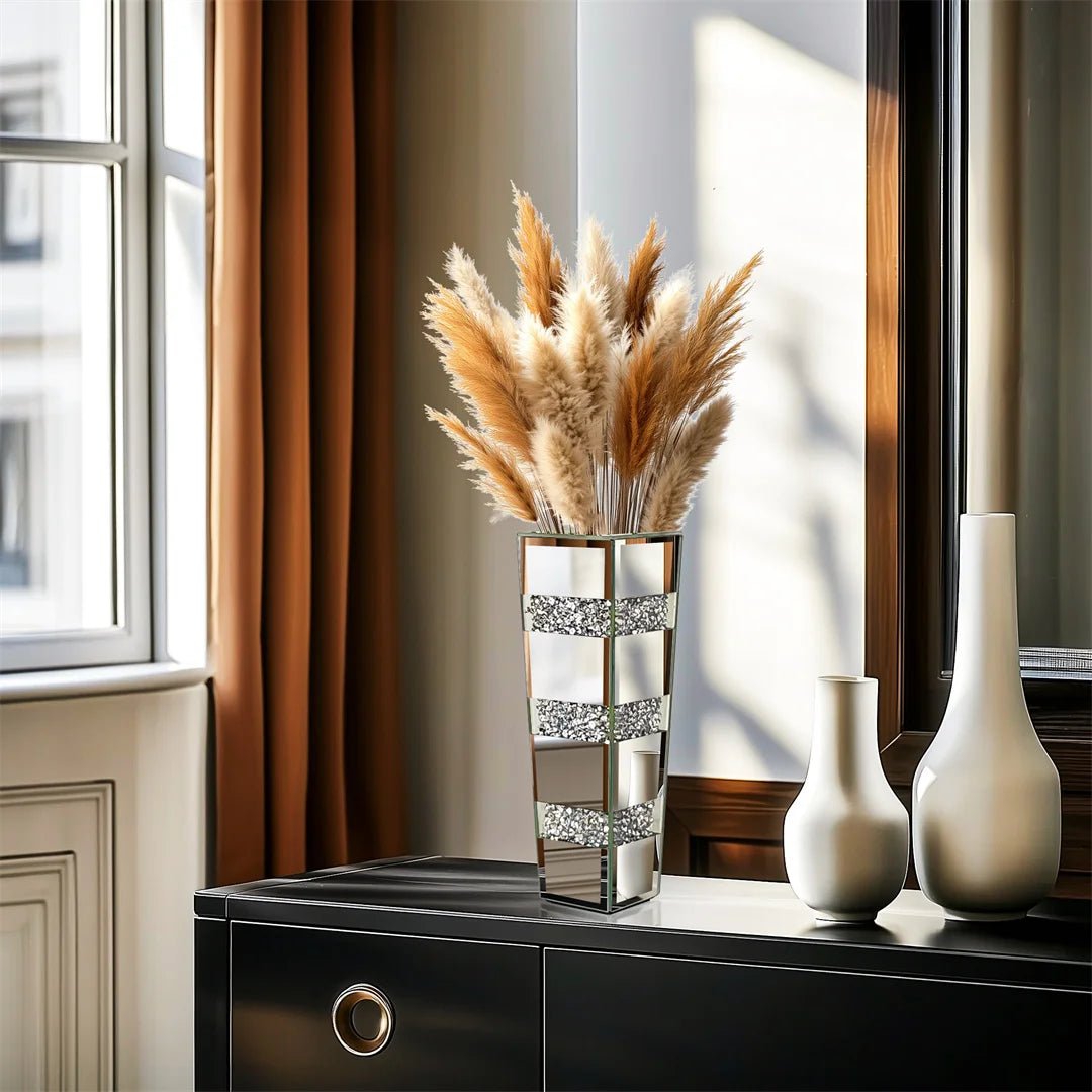 Modern Mirrored Crystal Floor Vase for Elegant Floral Displays