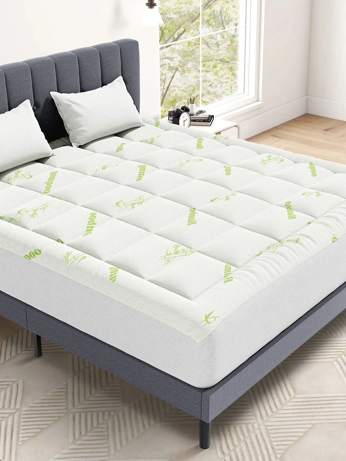 JHK Bamboo Viscose Mattress Topper With Cooling Pillow Top Comfort