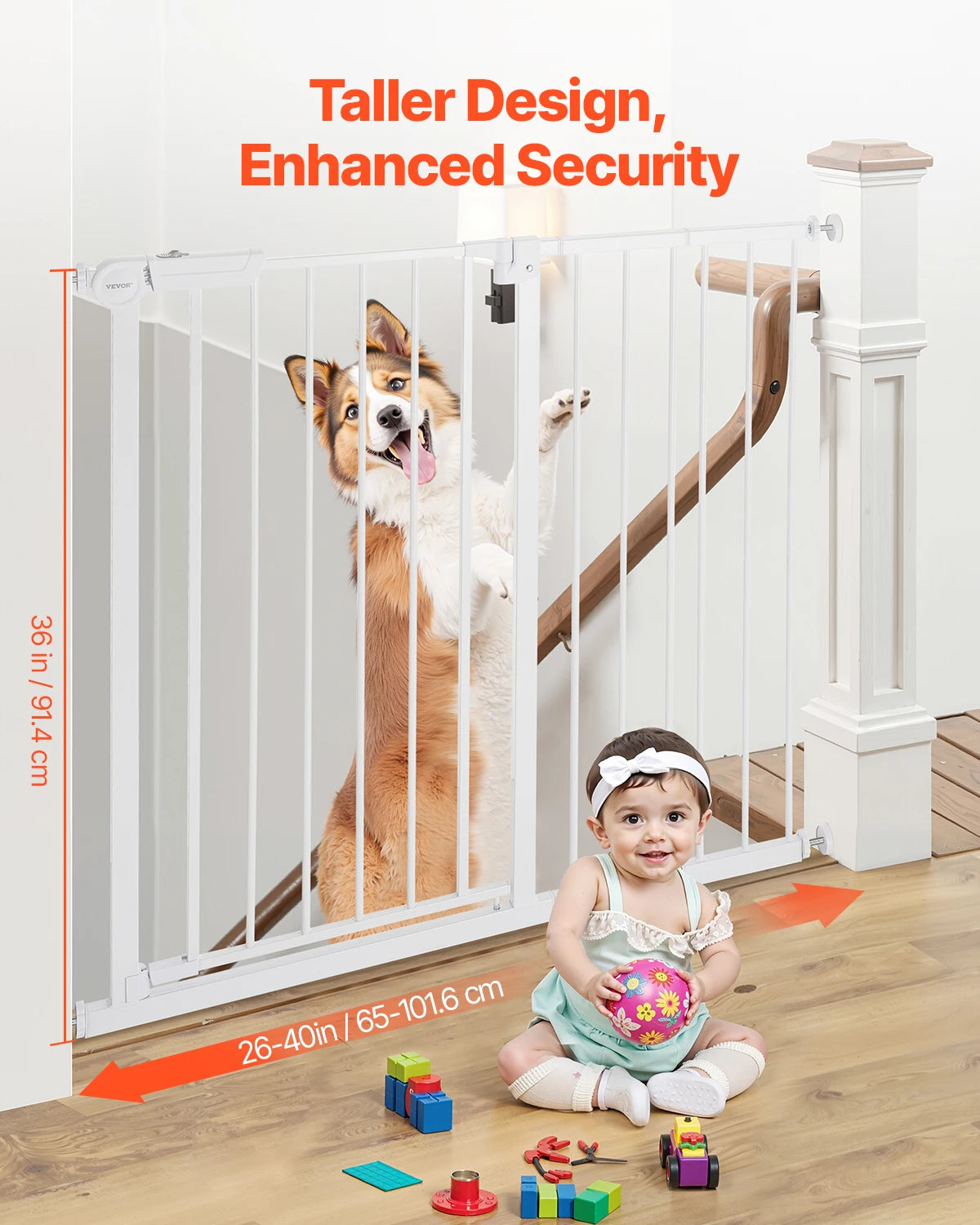 SucceBuy Secure Pressure Mount Walk Through Baby And Dog Gate