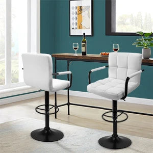 HURACAN Swivel Adjustable Bar Stools With Armrests And Footrests
