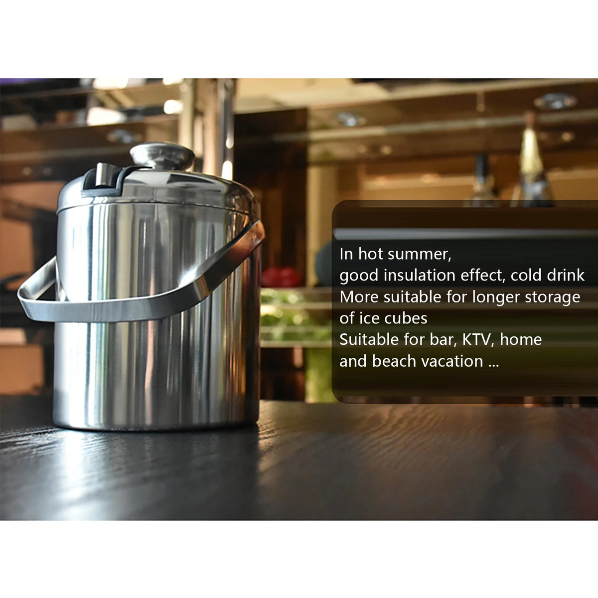 Double Wall Stainless Steel Ice Bucket With Tongs And Lid