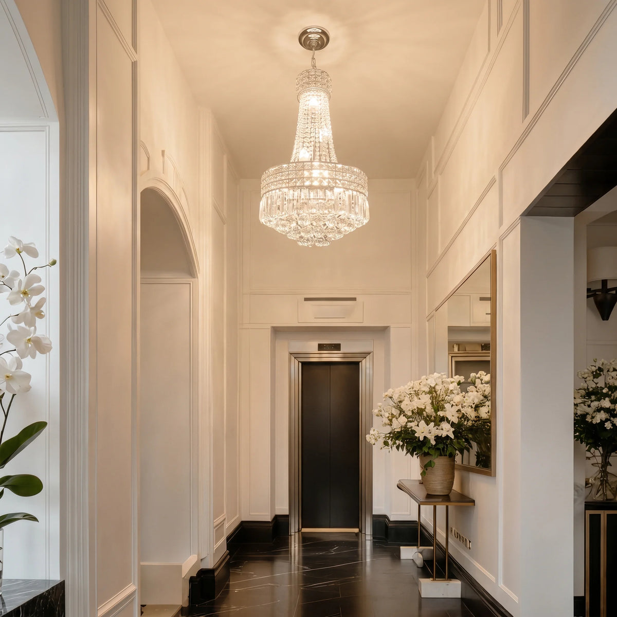 Modern Round Crystal Dimmable Chandelier For Dining Room Lighting