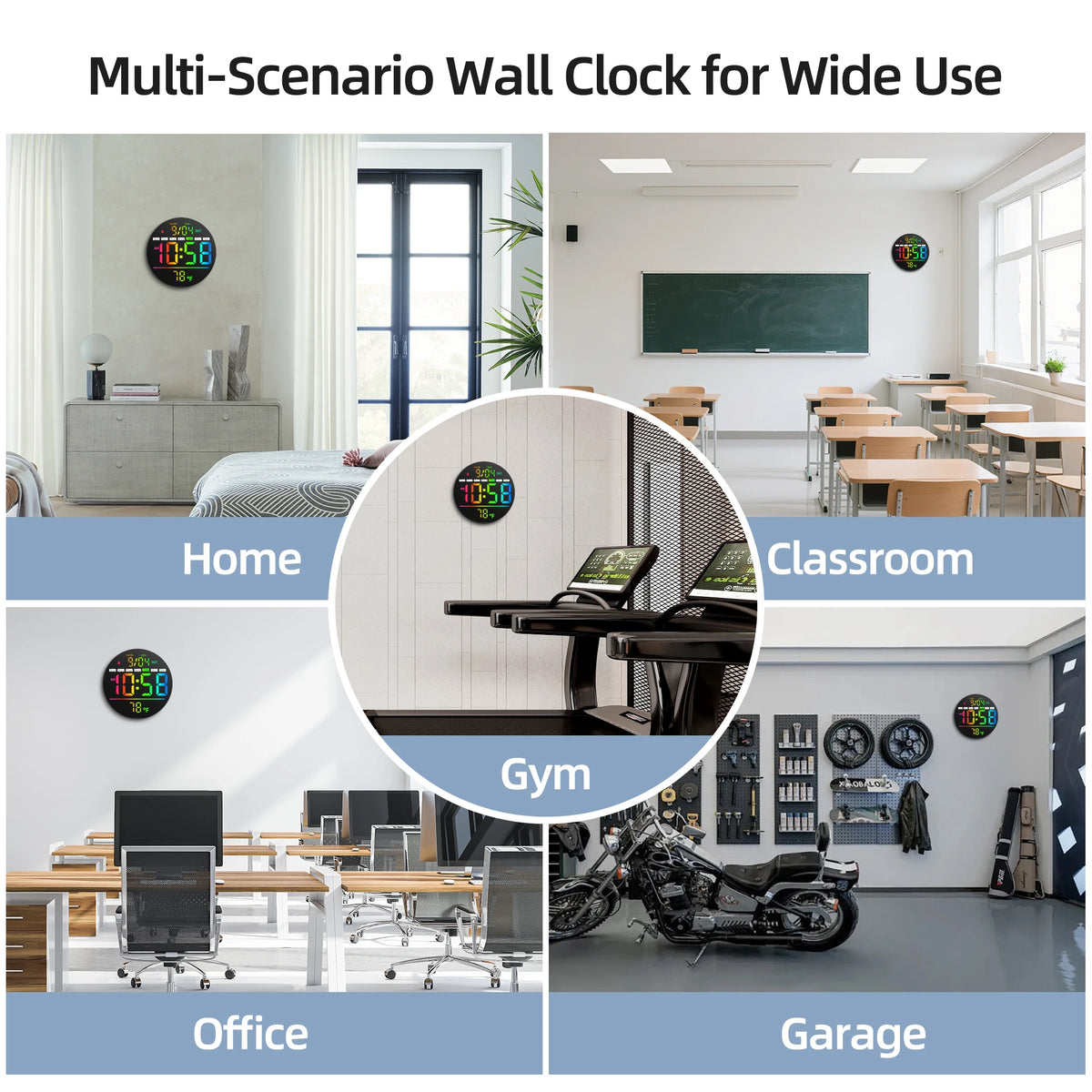 LED Wall Clock With Timer, Temperature, Date And Alarm