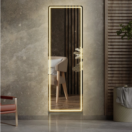 JHK Full Length Led Standing Mirror Wall Mounted Aluminum Frame