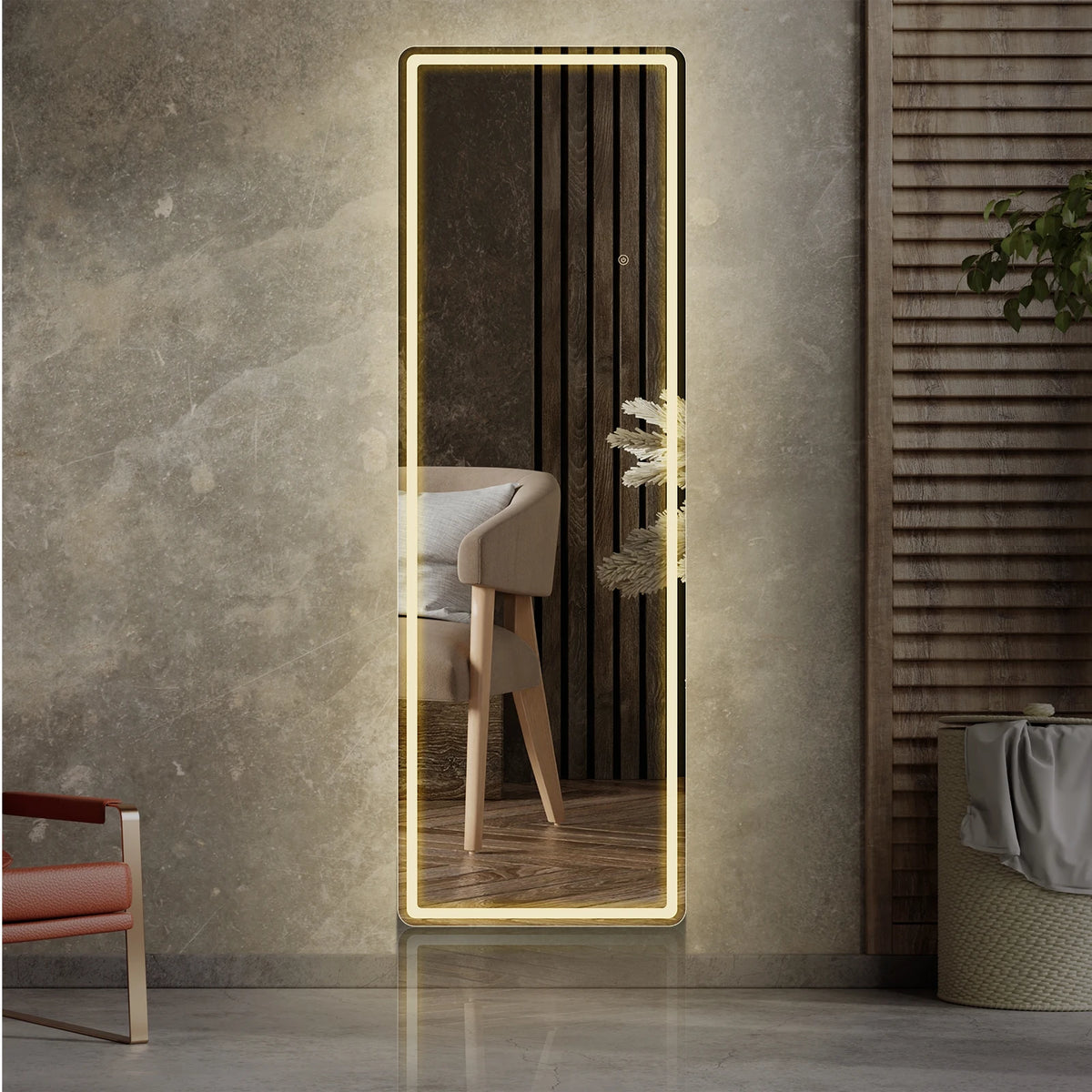 JHK Modern Full Length Mirror With Aluminum Frame And Stand