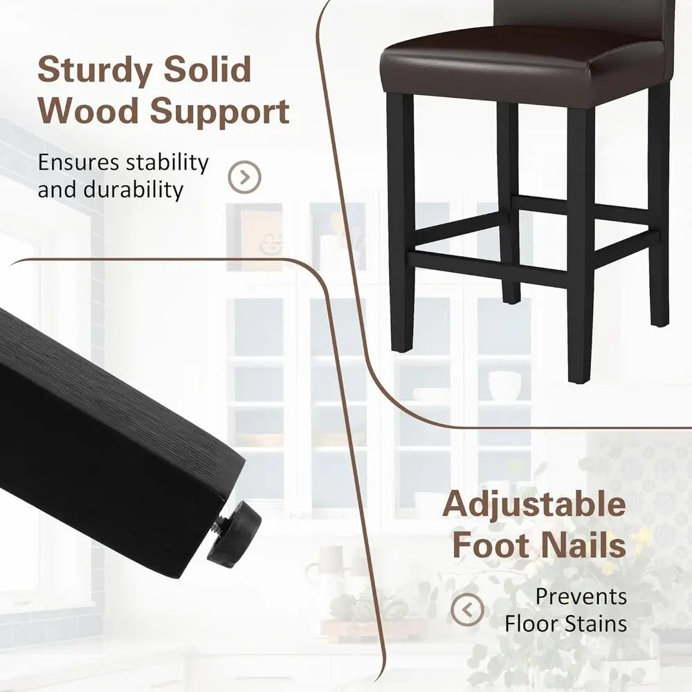 Set Of Four Counter Height Bar Stools With Upholstered Backrests