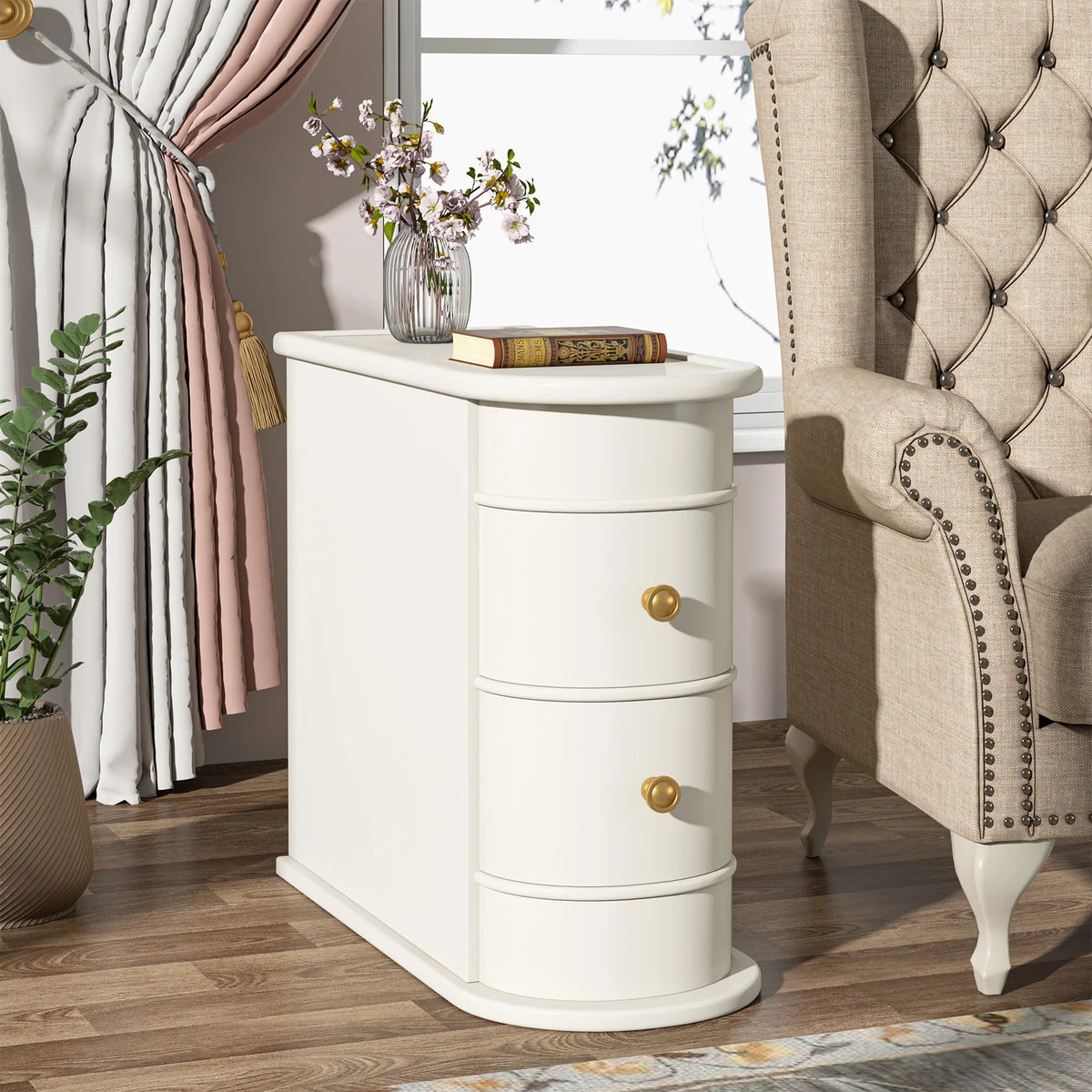 Tribesigns Modern Wooden End Table With Drawer For Sofa