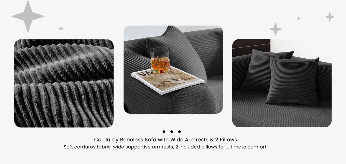 Modern Foldable Convertible Futon Sleeper Sofa With L Shaped Armrests