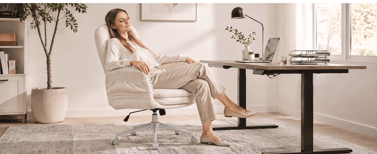 TCGBKAF Criss Cross Office Chair with Flip Armrests Swivel Vanity Chair with Side Pockets, Ergonomic Cross Legged Office Chair with Wheels, Computer Desk Chair for Home&Office
