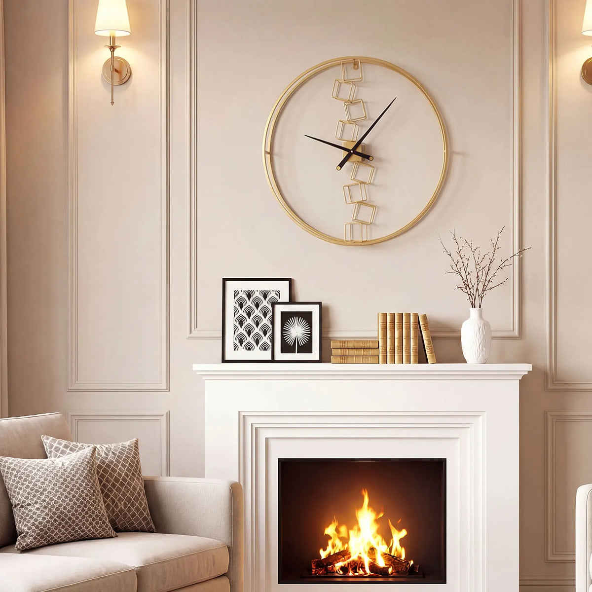 Homasis Nordic Style Metal Wall Clock Decorative Timepiece