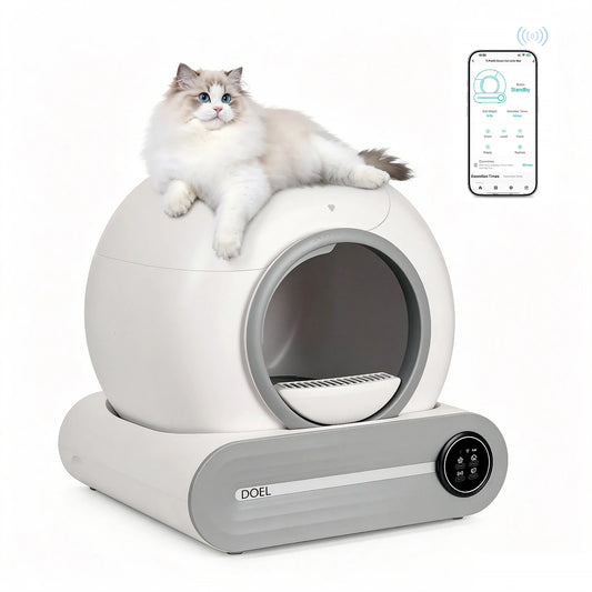 DOEL 2026 Upgrade Automatic Smart Litter Box, Self-Cleaning Cat Litter Box 65L Large Capacity, APP Control, 2.4G WiFi Only, Ion Odor Neutralization, Compatible with Clumping Litters, Ideal for Multi-Cat Homes