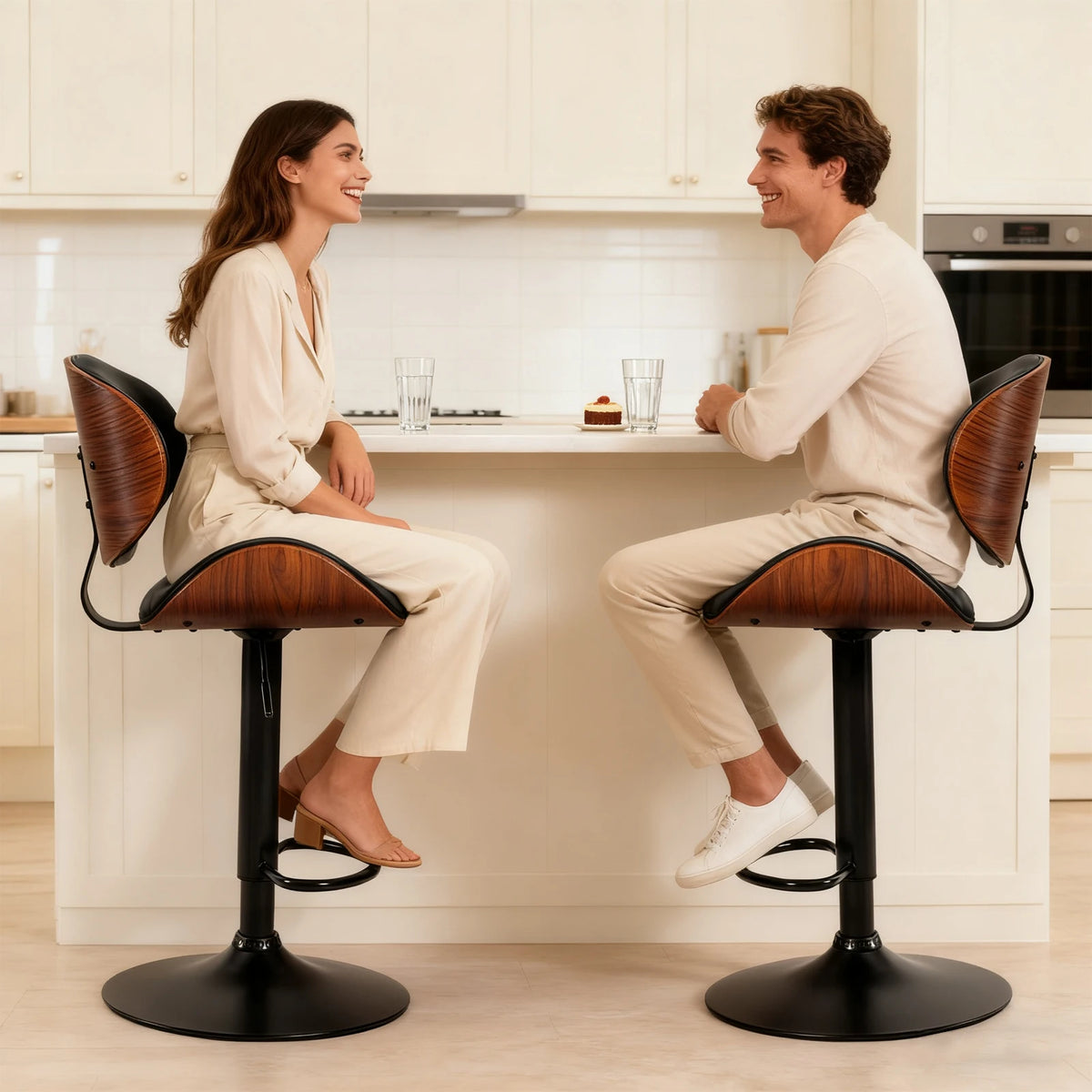 MCQ Set Of Two Counter Height Swivel Office Chair With Footrest