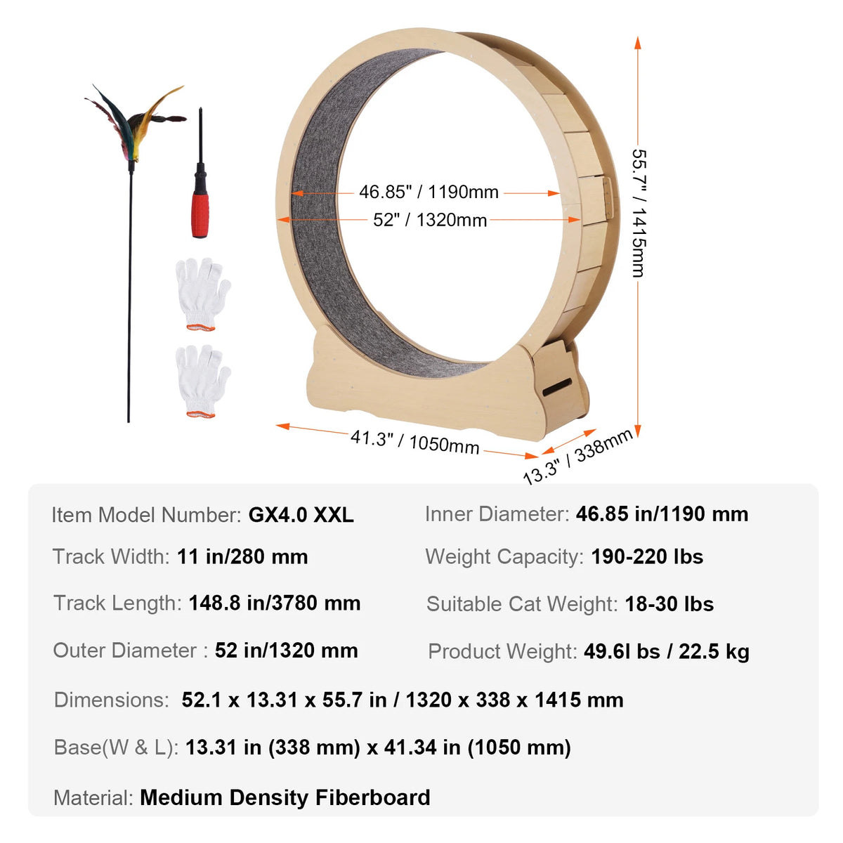 SucceBuy Wooden Cat Exercise Wheel Indoor Running Treadmill
