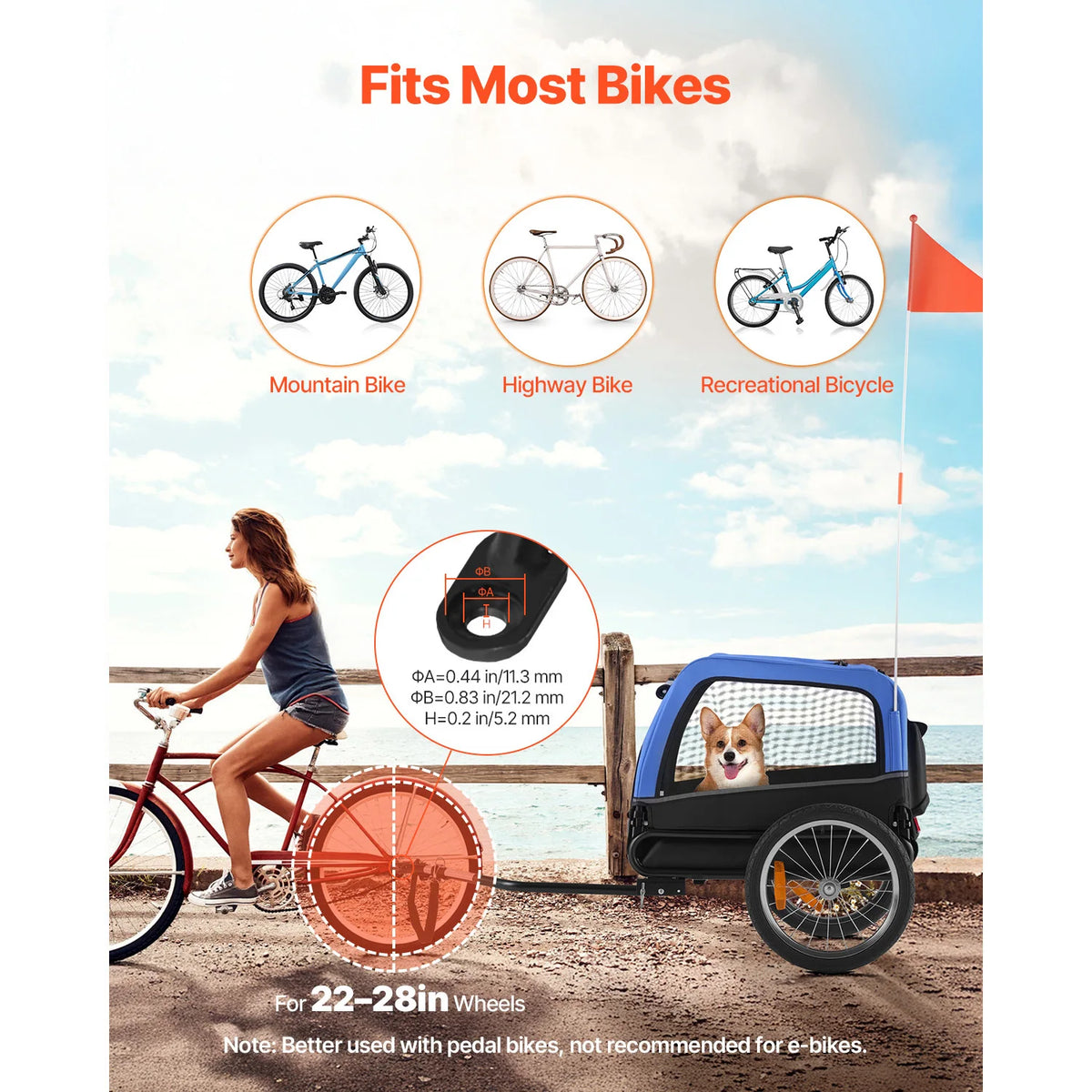 SucceBuy Dog Bike Trailer With Quick Release Wheel Flag