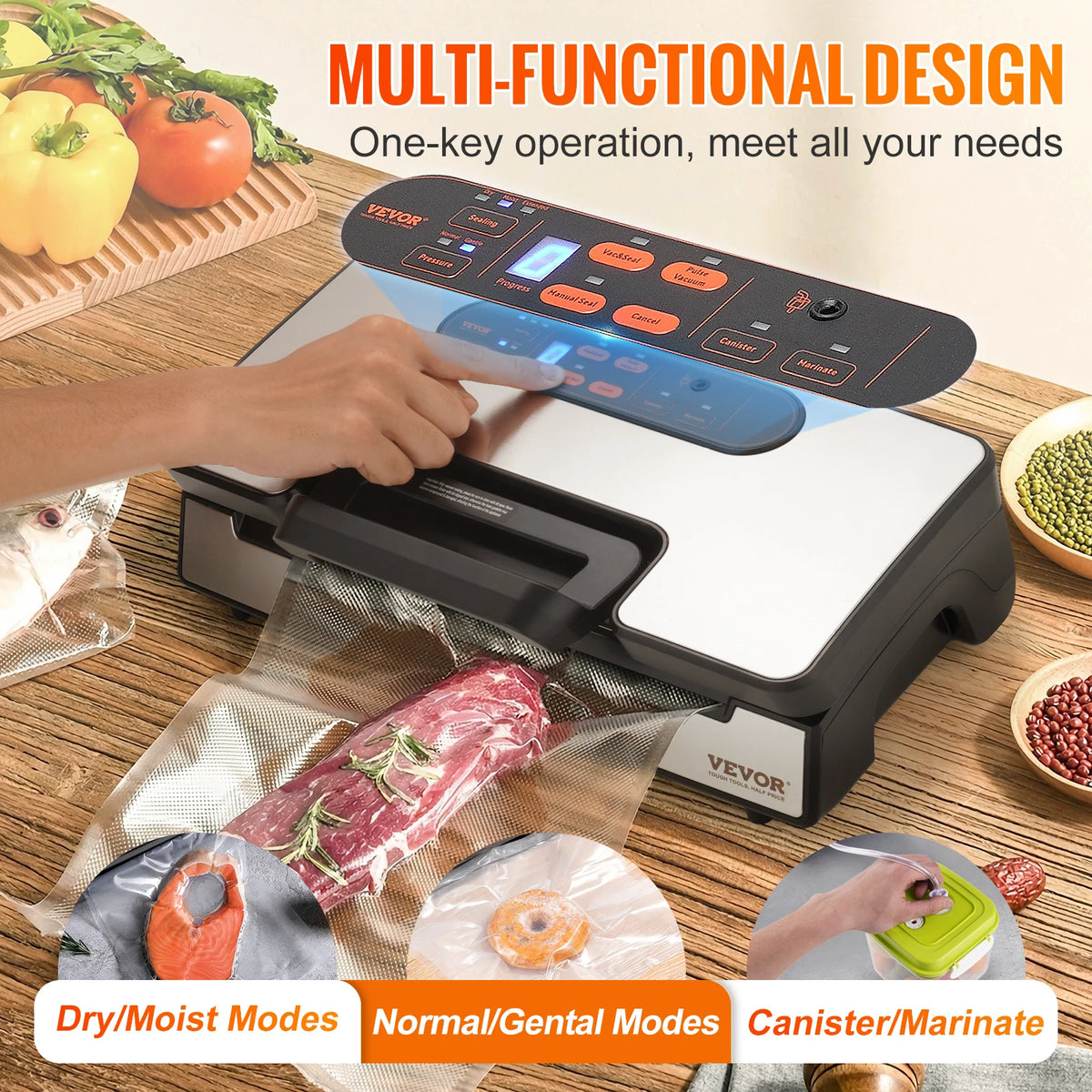 SucceBuy Vacuum Sealer Machine For Food Packaging And Kitchen Use