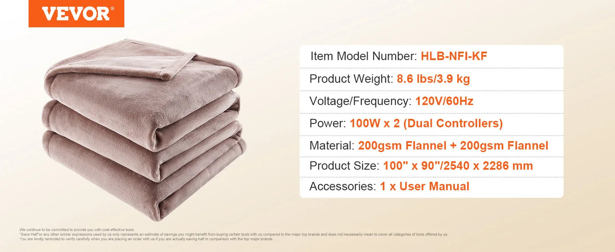 SucceBuy Electric Heated Blanket With Sherpa Flannel And Timer