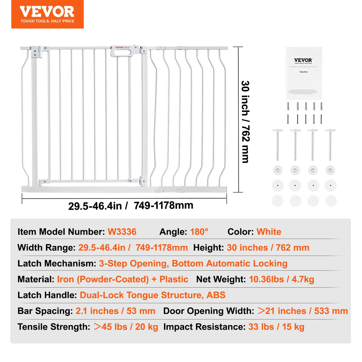 SucceBuy Secure Pressure Mount Walk Through Baby And Dog Gate