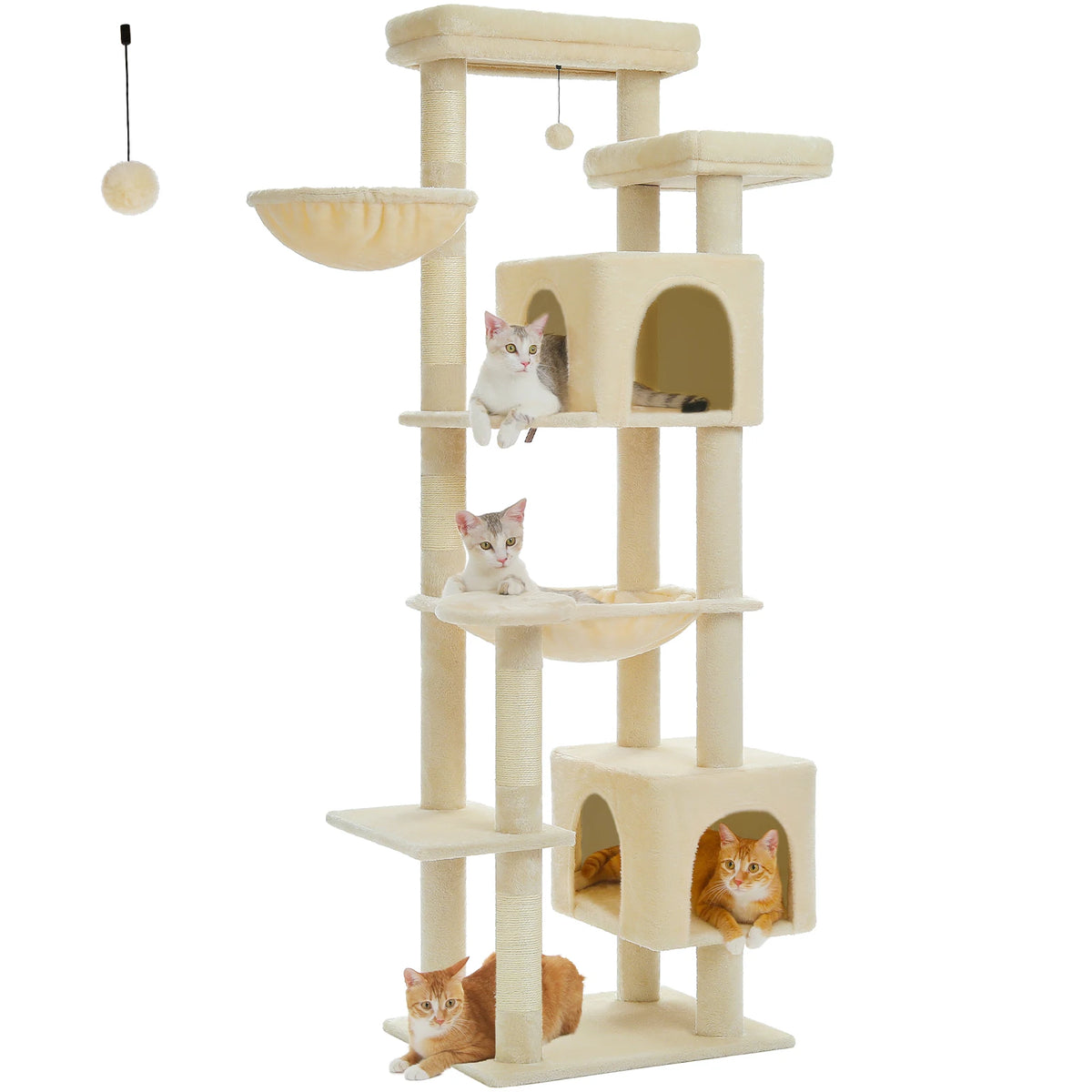 Tall Cat Tree for Indoor Cats Big Cat Tower with Super Large Hammock Cat Climbing Tree with Scratching Posts Condo House Black