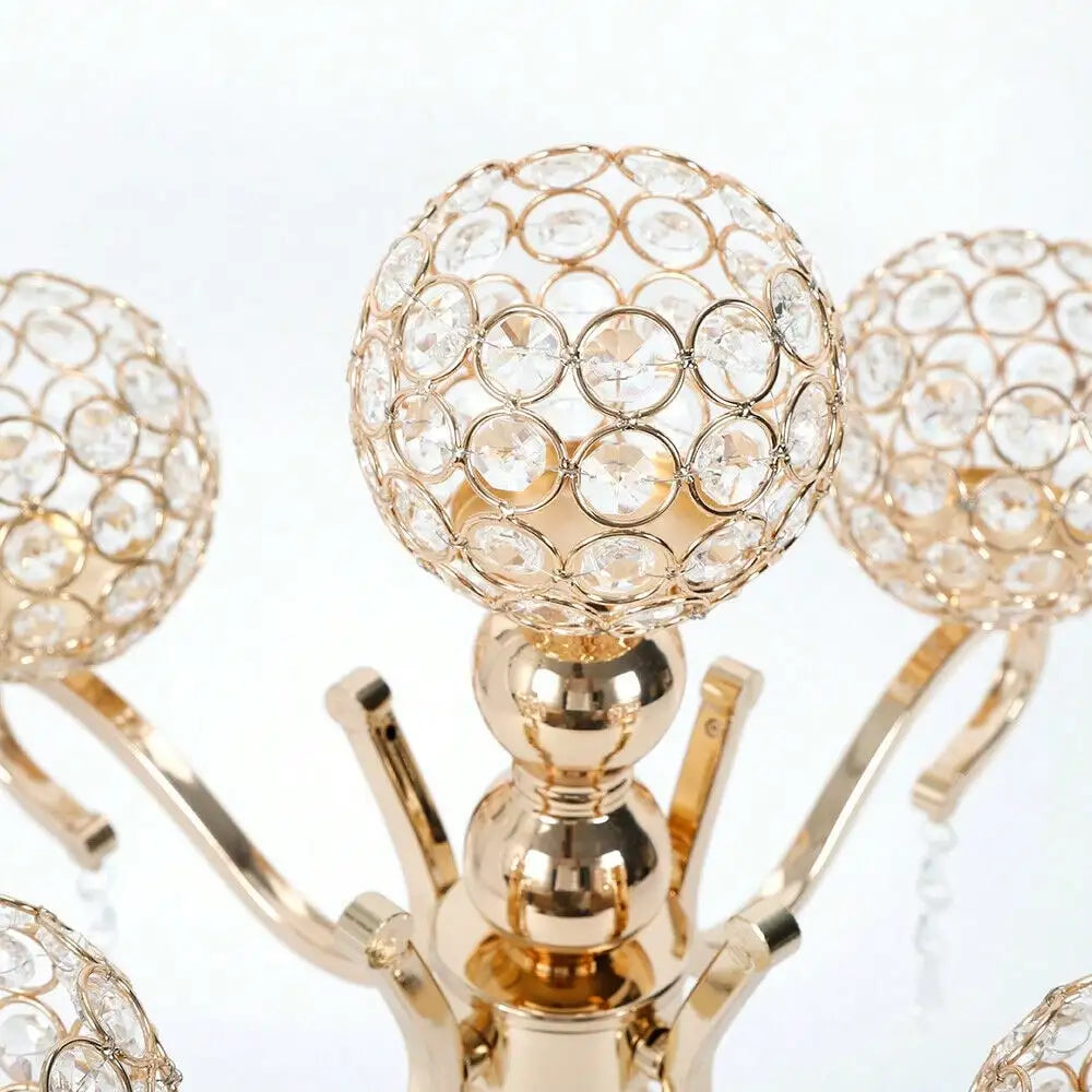 Crystal Five Arm Tabletop Candelabra For Weddings And Home Decor