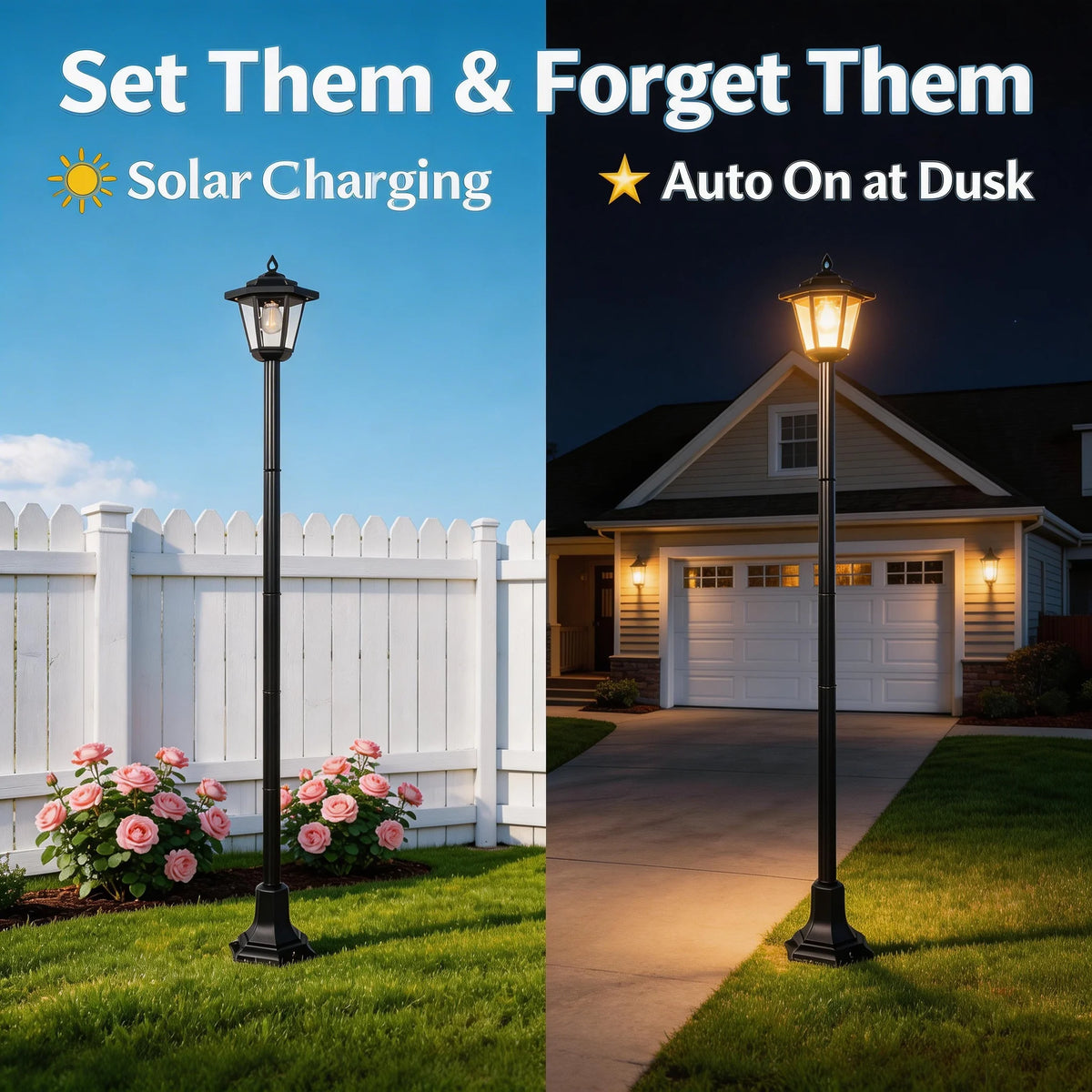 Solar Post Lights Outdoor Waterproof Led Landscape Garden Pathway Lighting