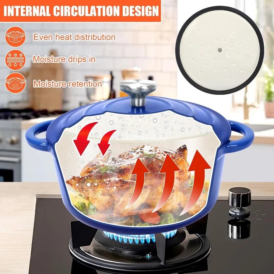 Nonstick Enameled Cast Iron Cookware Set With Lids