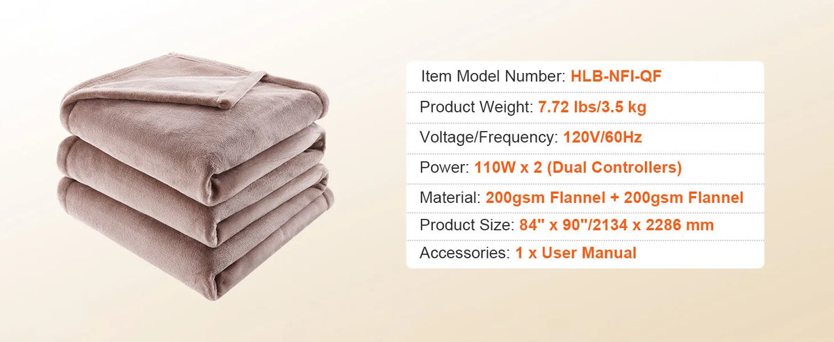 SucceBuy Electric Heated Blanket With Sherpa Flannel And Timer