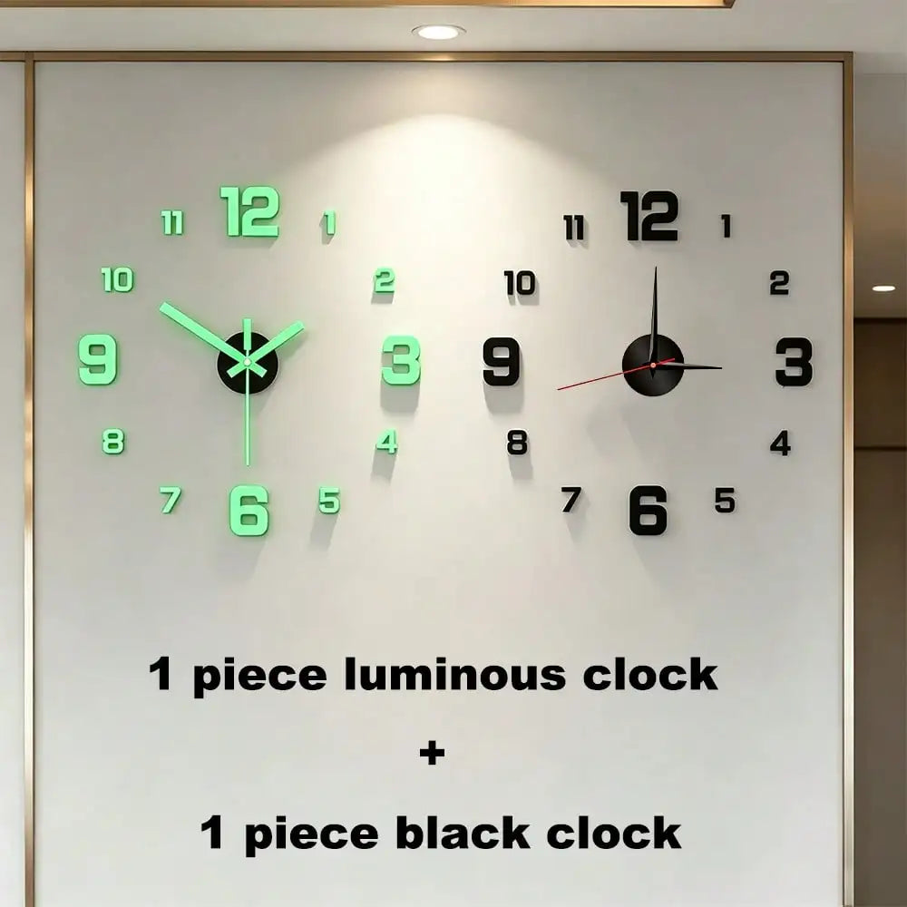 Glow In The Dark DIY Mirror Wall Clock Sticker Decor