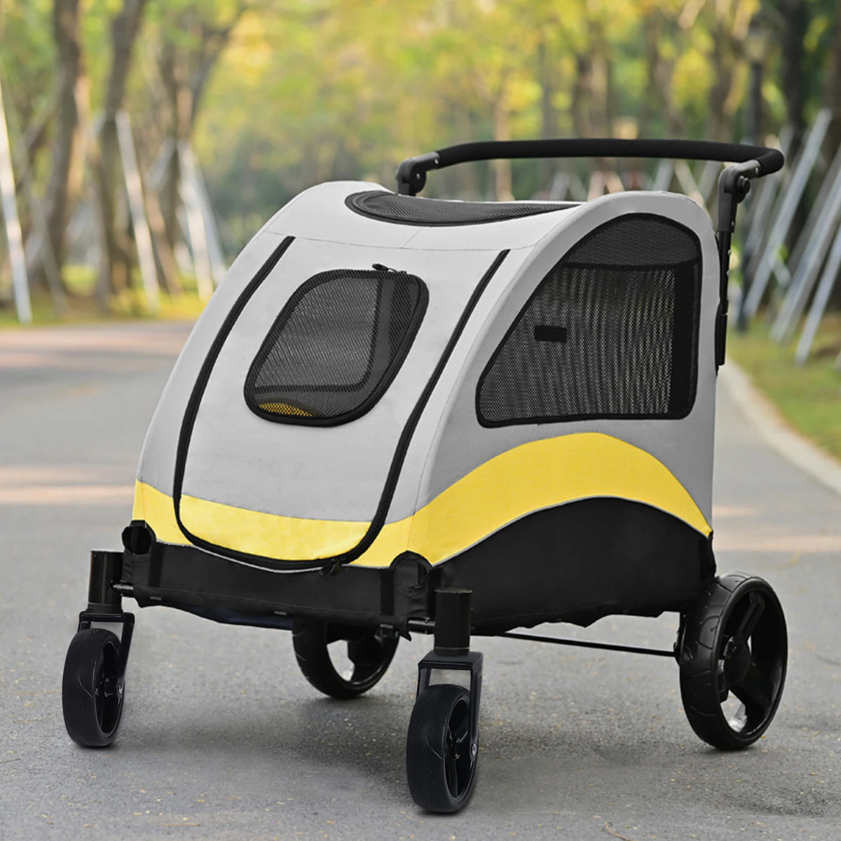 Foldable Breathable Four Wheel Pet Stroller For Travel Dogs