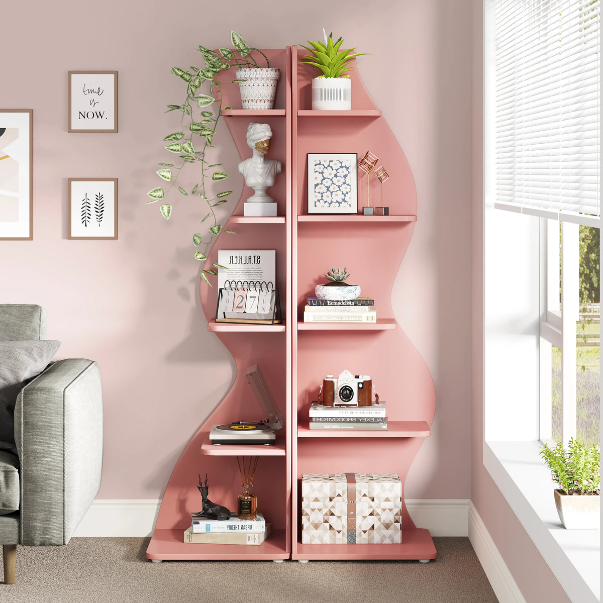 Tribesigns Modern Corner Shelf Bookcase Storage Rack