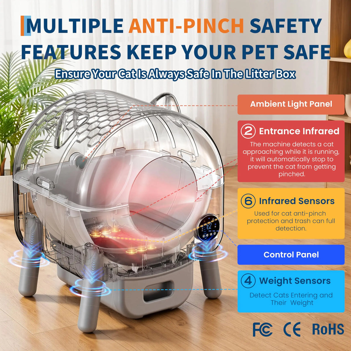 HiMISS Automatic Self Cleaning Cat Litter Box With Smart App Control
