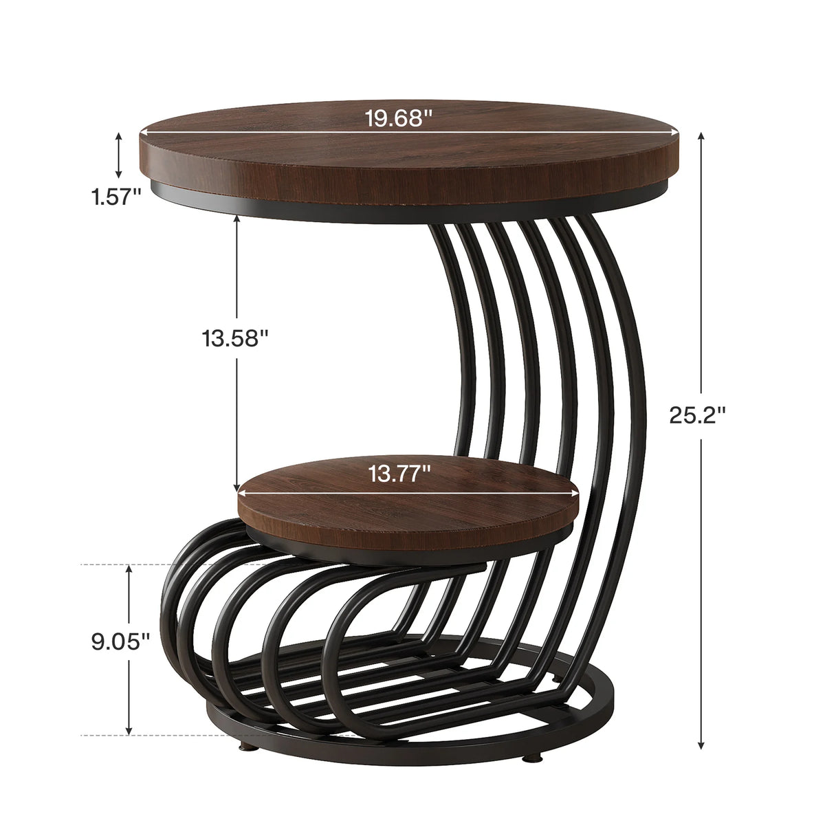 Tribesigns Modern Round End Table With Faux Marble Storage Shelf