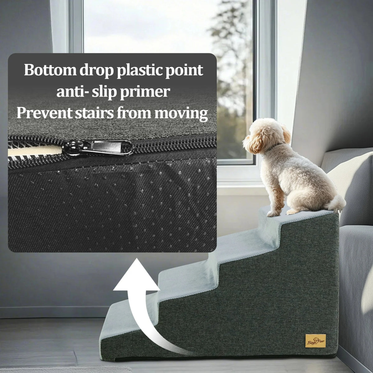 Ergonomic Pet Stairs Ramp With Washable Cover For Small Dogs