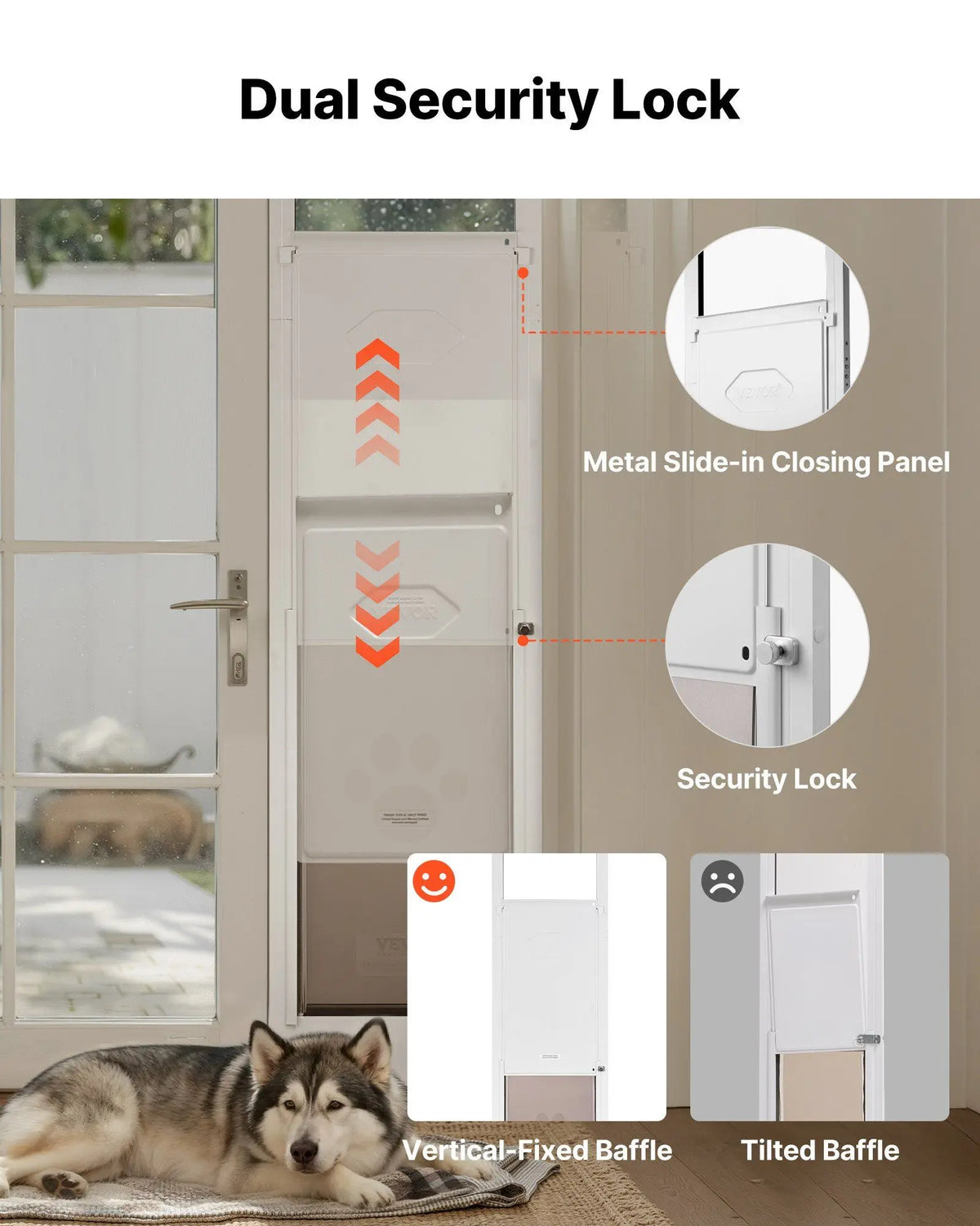Adjustable Sliding Glass Pet Door With Aluminum Frame And Lock
