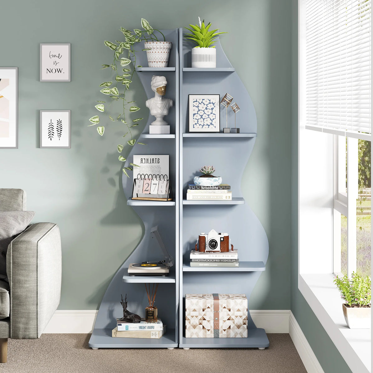 Tribesigns Modern Corner Shelf Bookcase Storage Rack
