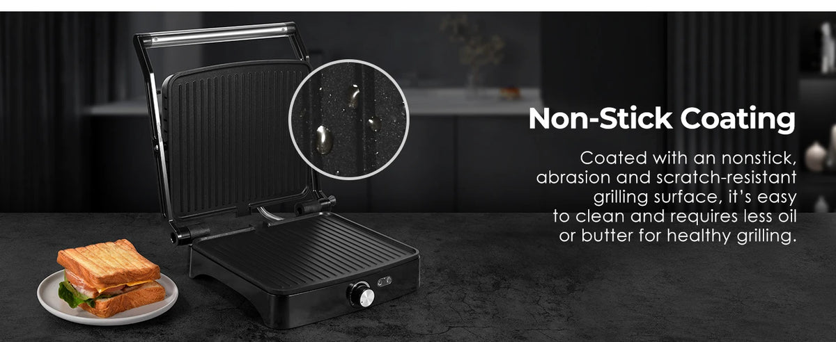 OSTBA Panini Press Grill With Adjustable Temperature And Drip Tray