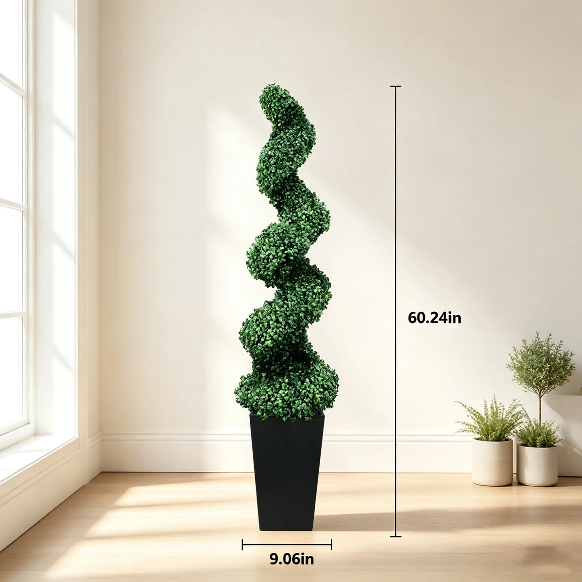 Olitree Artificial Boxwood Spiral Topiary With Planter For Home Decor