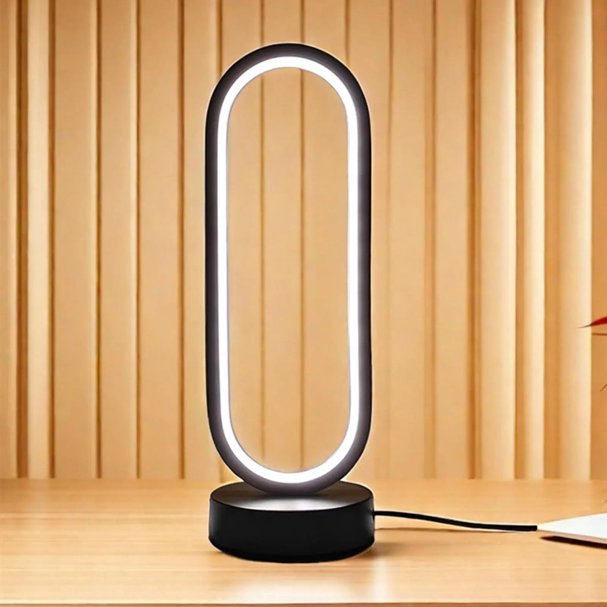 DUMILOO Modern LED Oval Ring Bedside Lamp With Dimmable Light