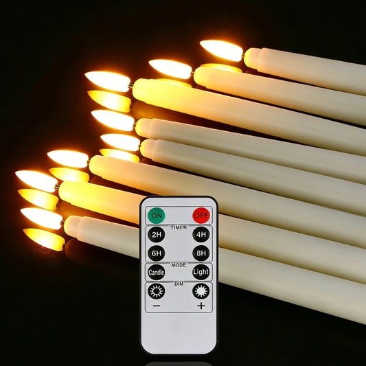 LED Flameless Taper Candles With Remote Flickering Battery Operated