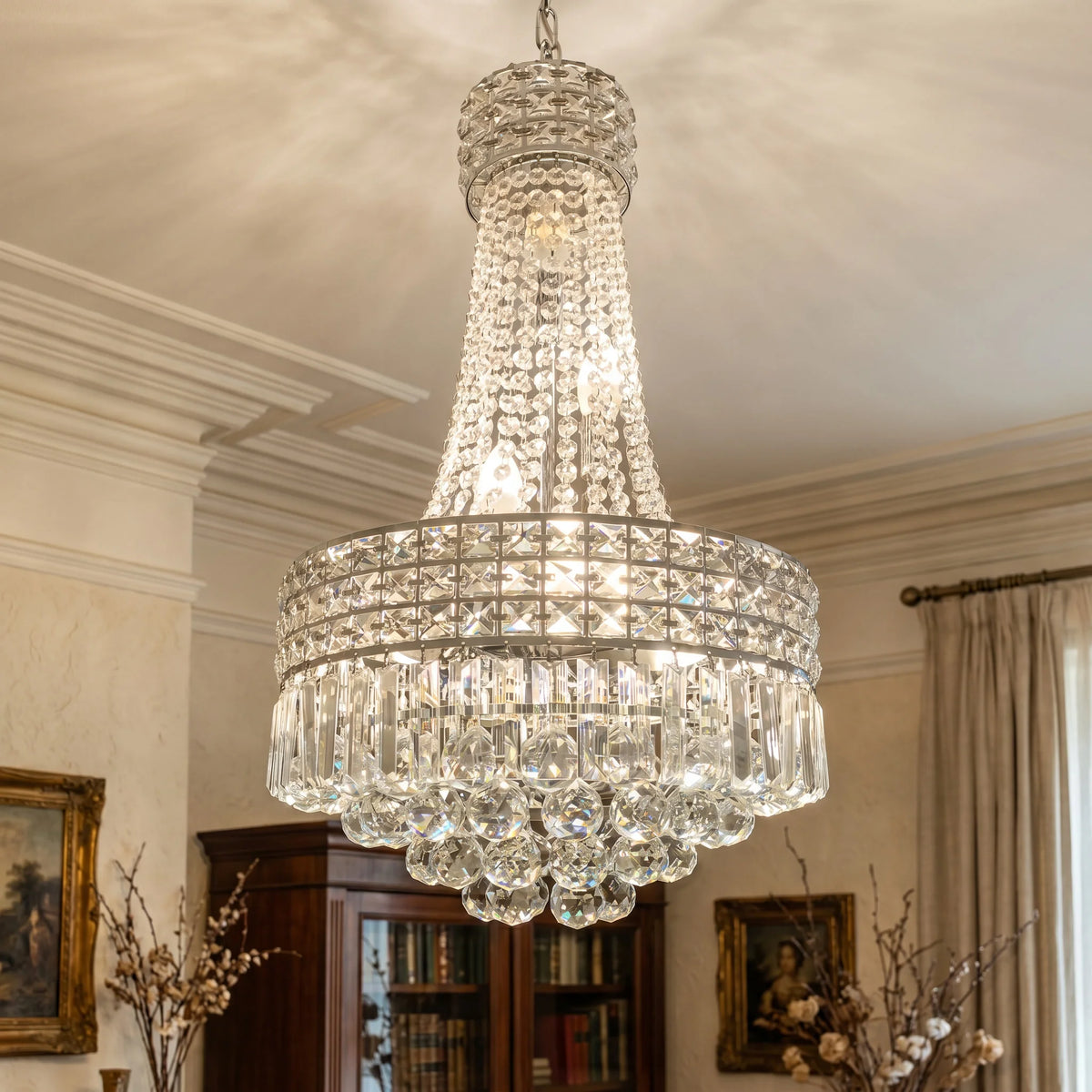 Modern Round Crystal Dimmable Chandelier For Dining Room Lighting