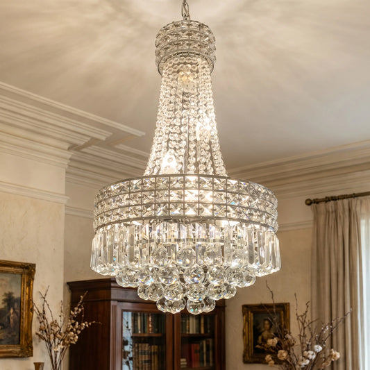 Modern Round Crystal Dimmable Chandelier For Dining Room Lighting