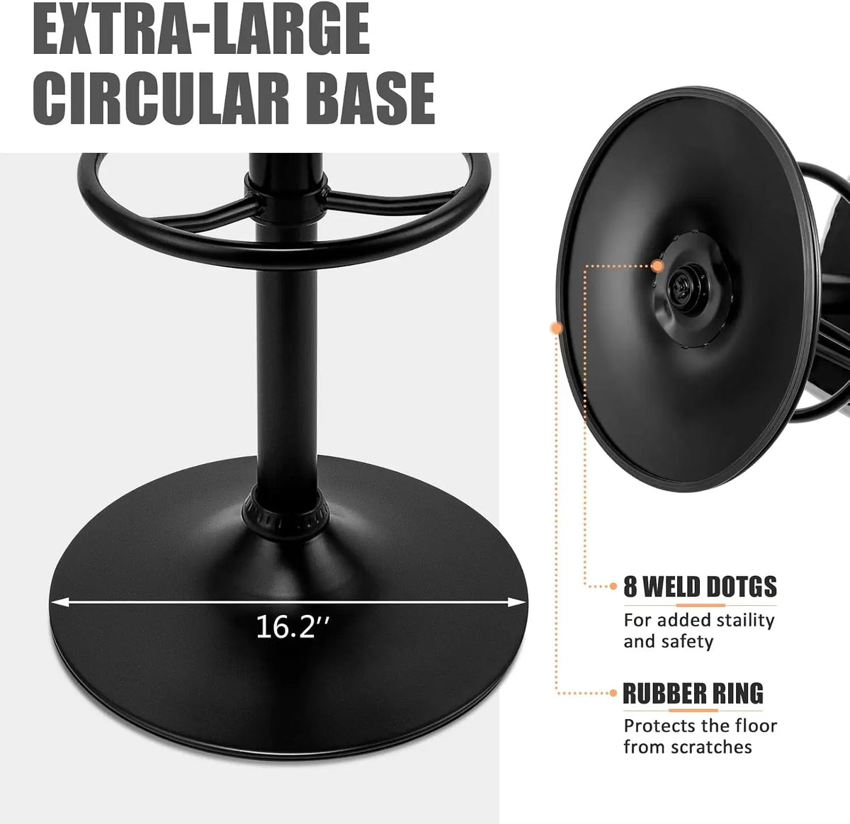 HURACAN Swivel Adjustable Bar Stools With Armrests And Footrests