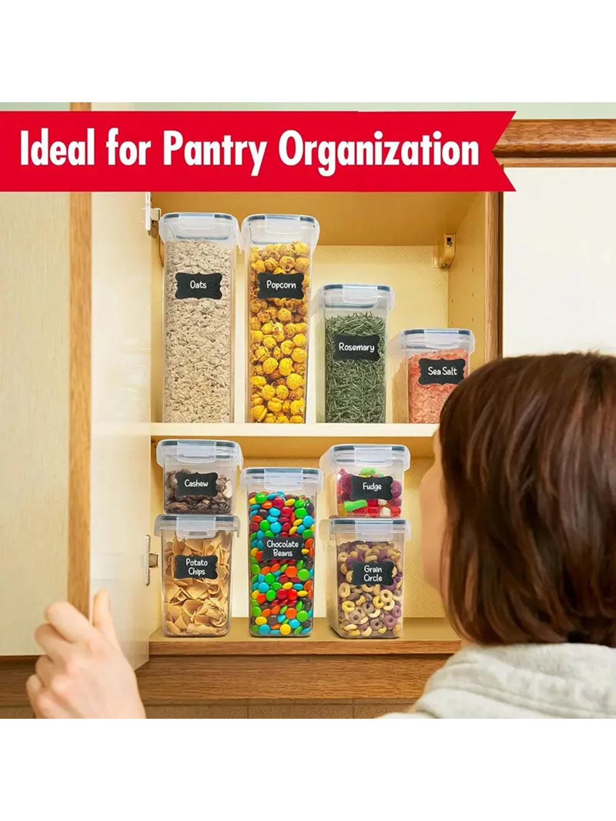 Airtight Food Storage Containers With Labels For Kitchen Organization