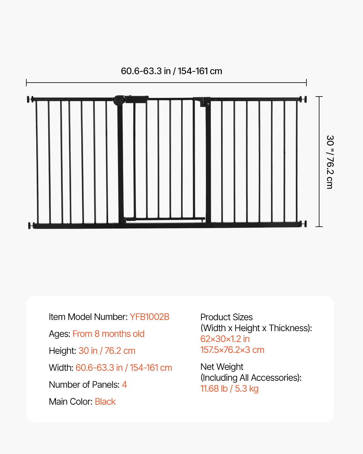 SucceBuy Secure Pressure Mount Walk Through Baby And Dog Gate