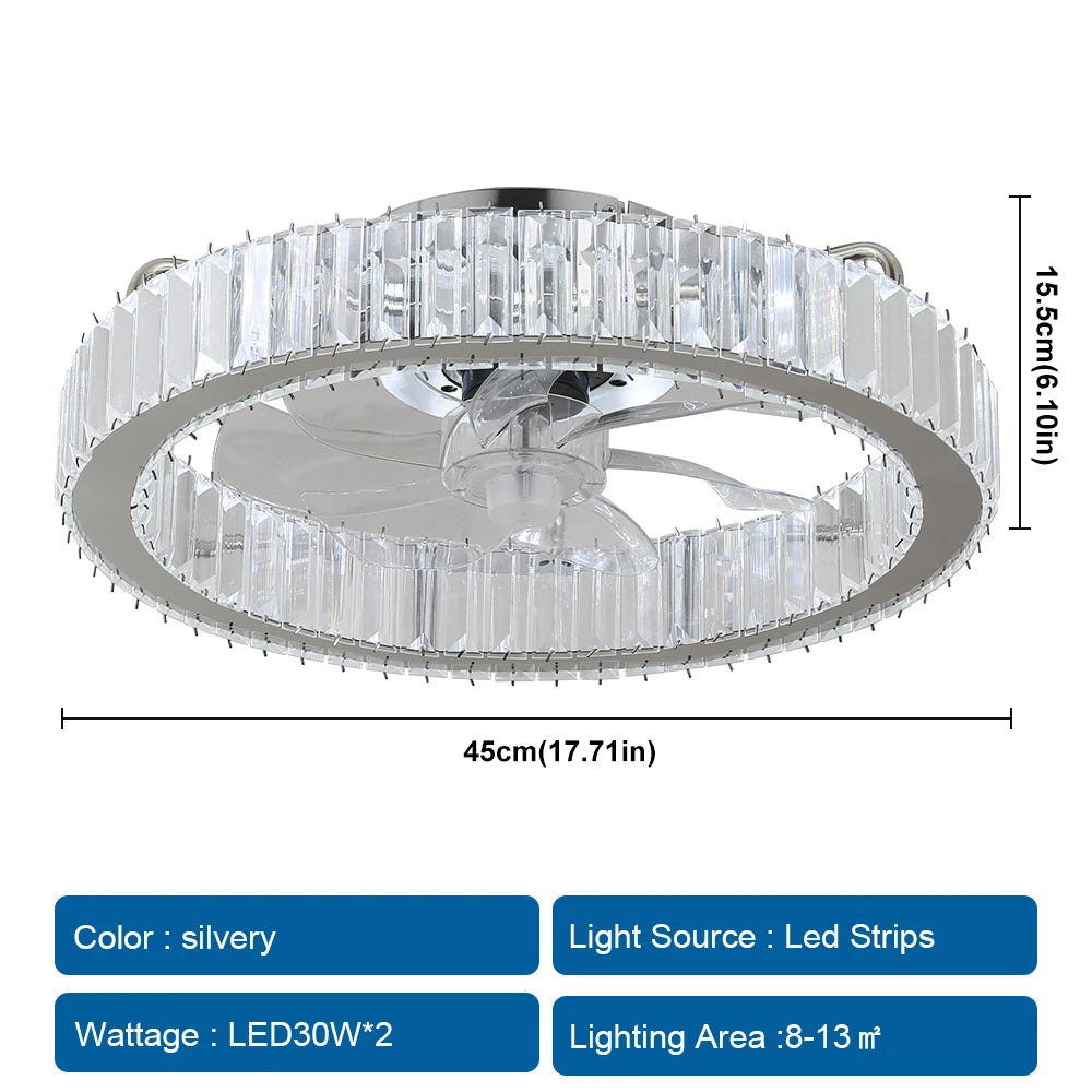 GreeLustr Led Ceiling Fan Lamp With Remote Control Living Room Lighting Crystal Chandeliers Decoration Home Luxury Hanging Light